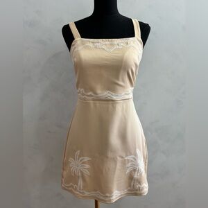 Beige Embroidered mini dress